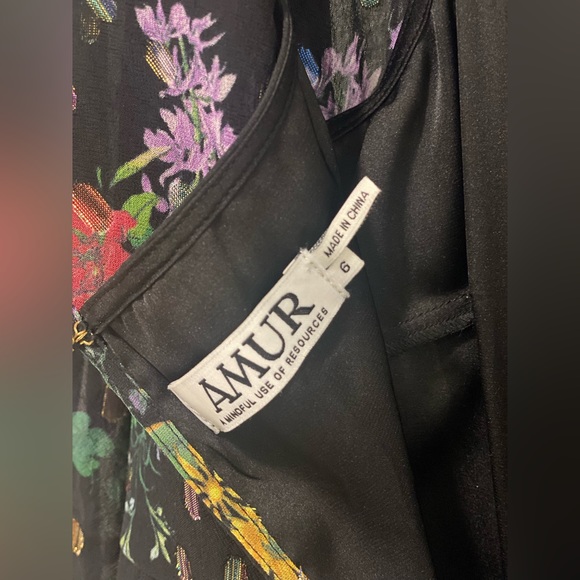 AMUR Clipped Lurex Chiffon Midi Dress - Picture 8 of 10